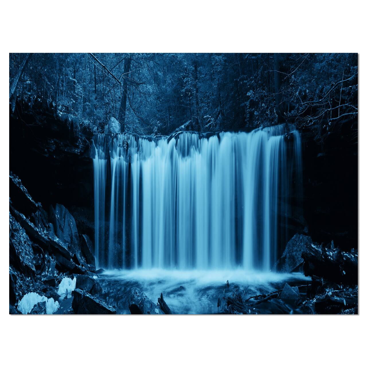 Designart - Waterfalls in Wood Black and White - Landscape Canvas Art Print